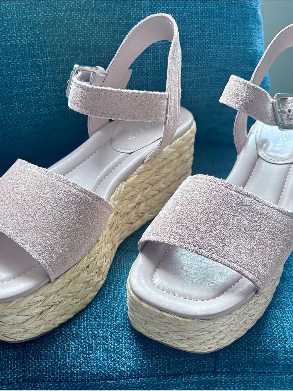 Marc Fisher Blush Suede Espadrille Platform Sandals
